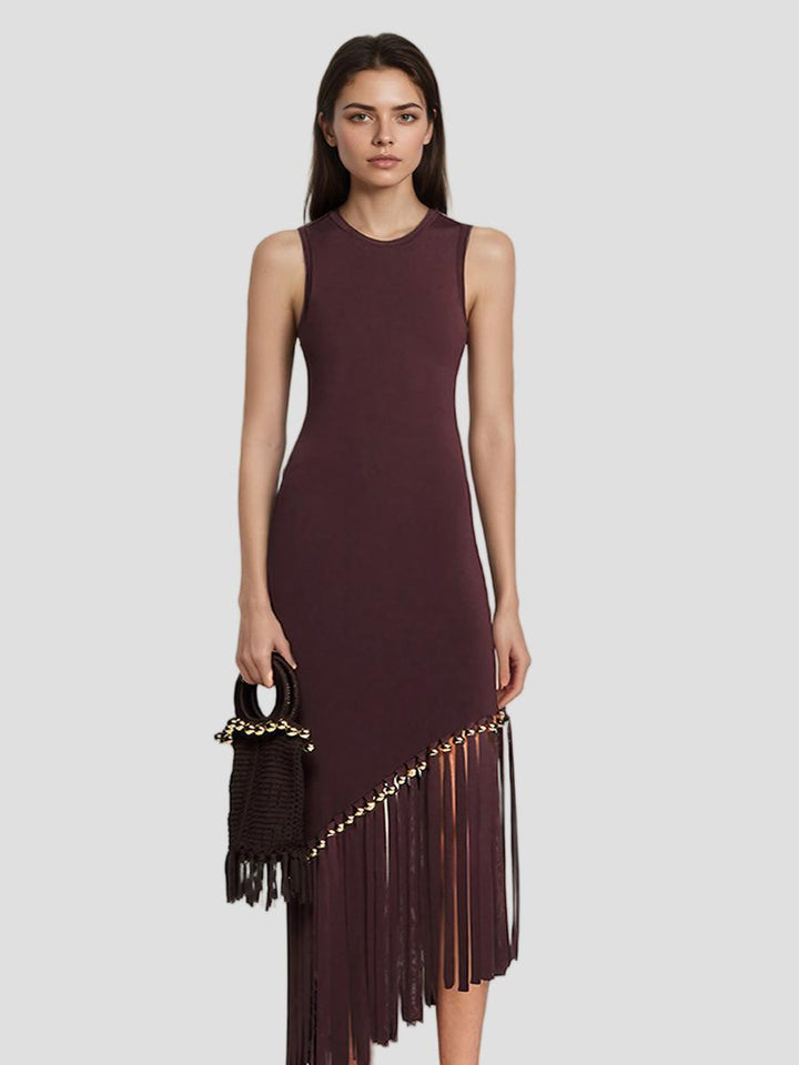 Diagonal Tassels Knit Dress