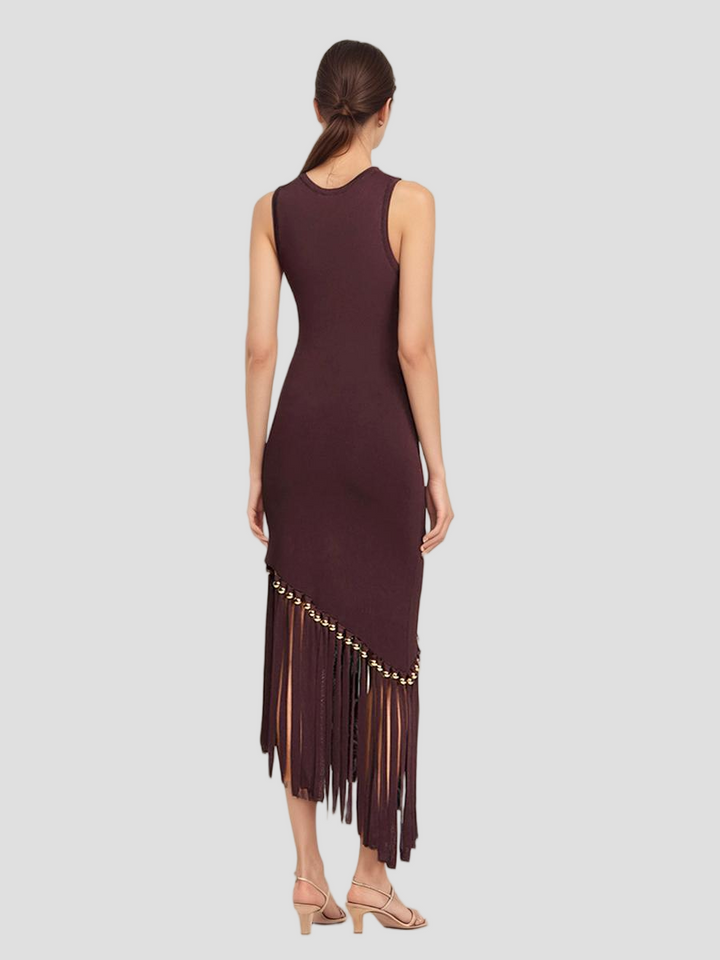 Diagonal Tassels Knit Dress