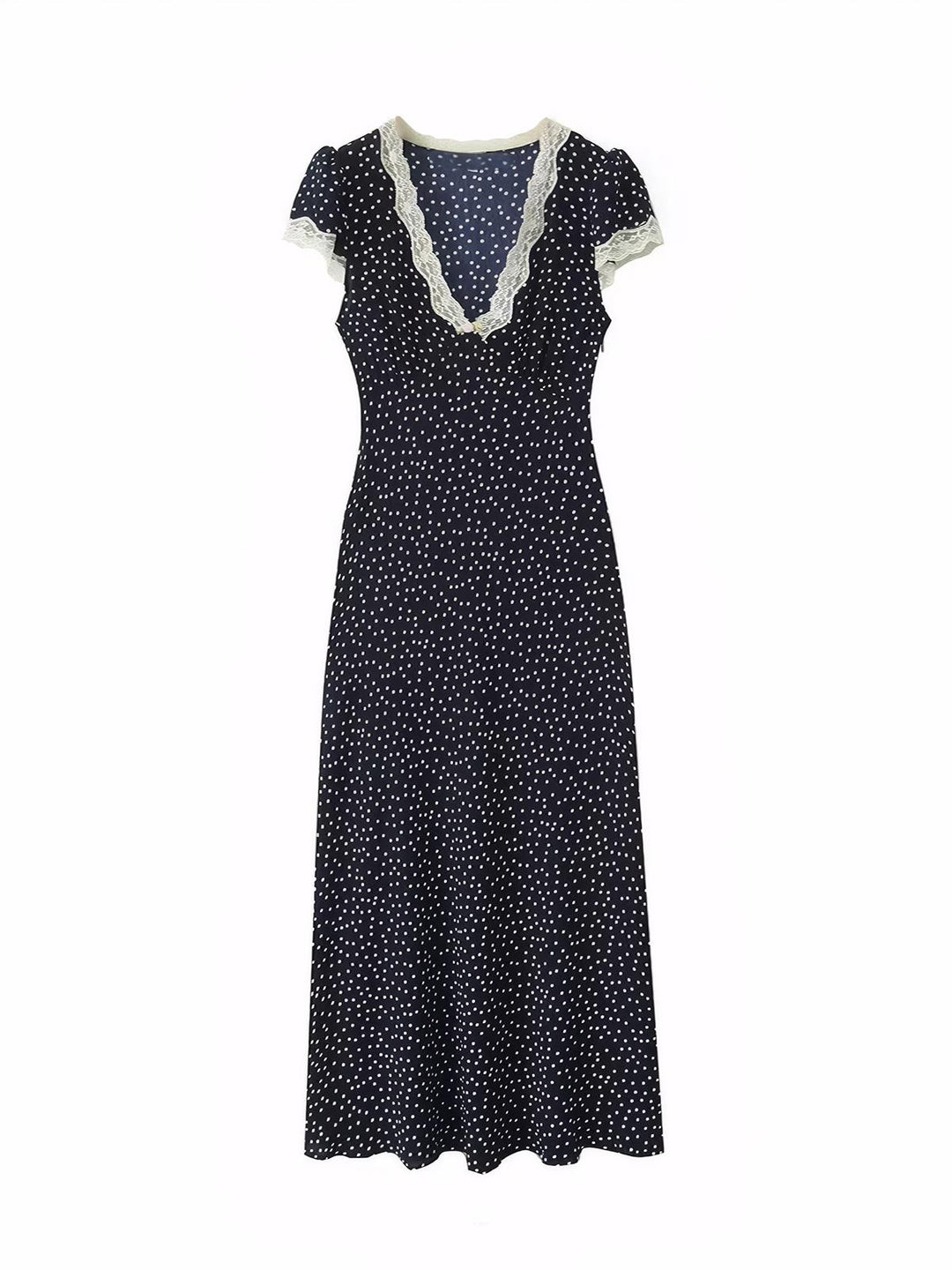 Polka Dot Lace-Trim Dress