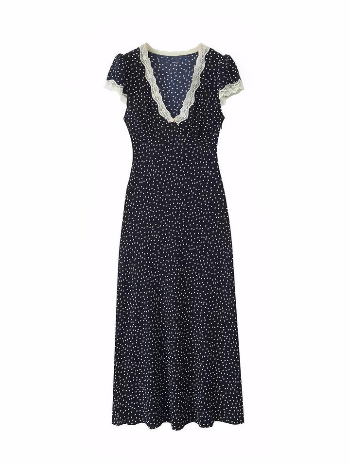 Polka Dot Lace-Trim Dress