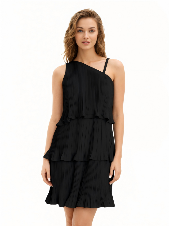 Off Shoulder Ruched Pleated Mini Dress