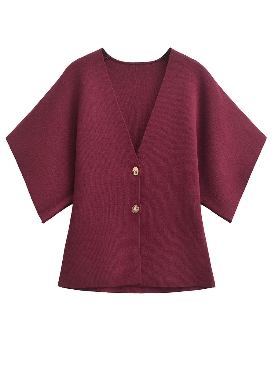 Double Button V-neck Knit Cardigan
