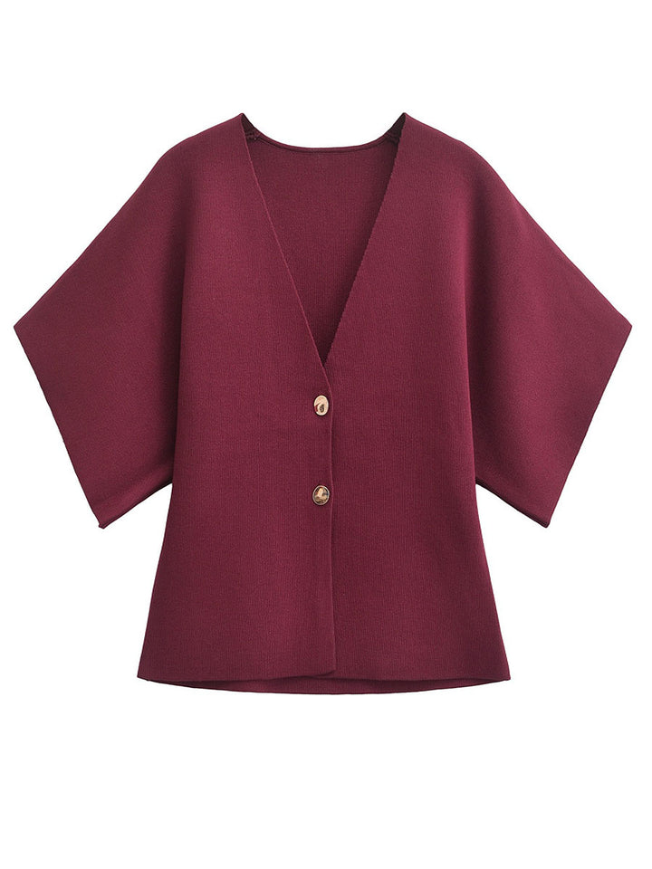 Double Button V-neck Knit Cardigan