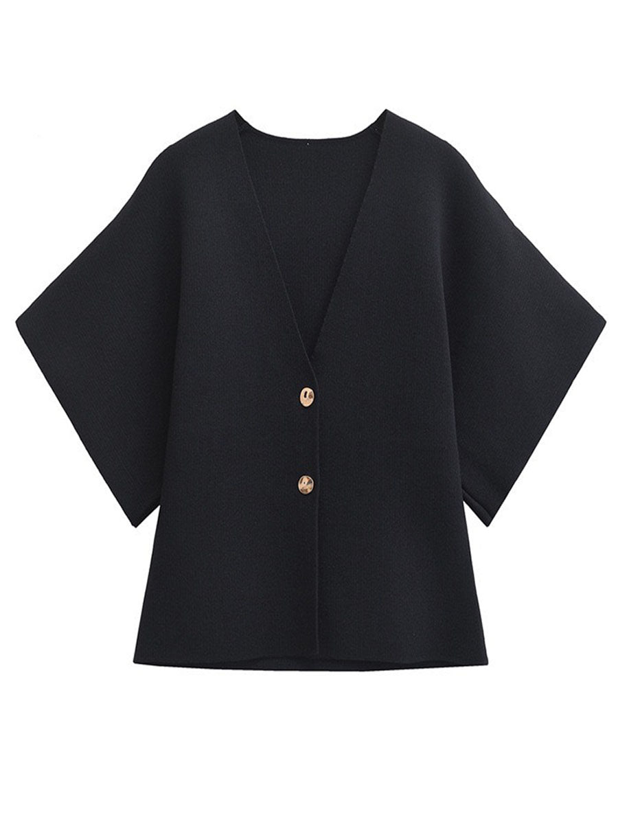 Double Button V-neck Knit Cardigan