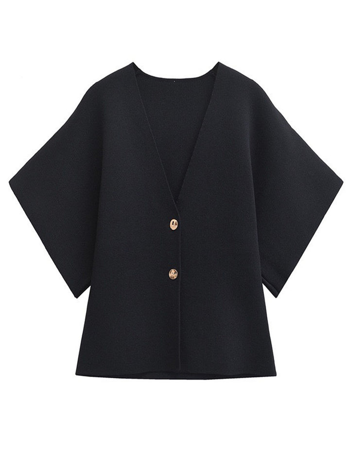 Double Button V-neck Knit Cardigan