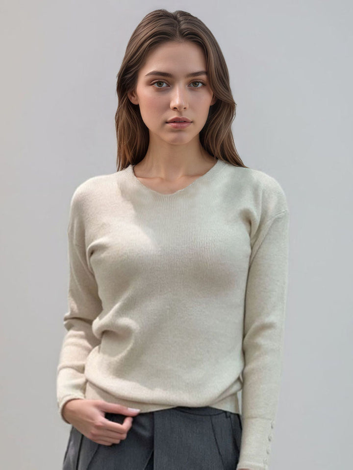 Plain Long Sleeve Knit Top