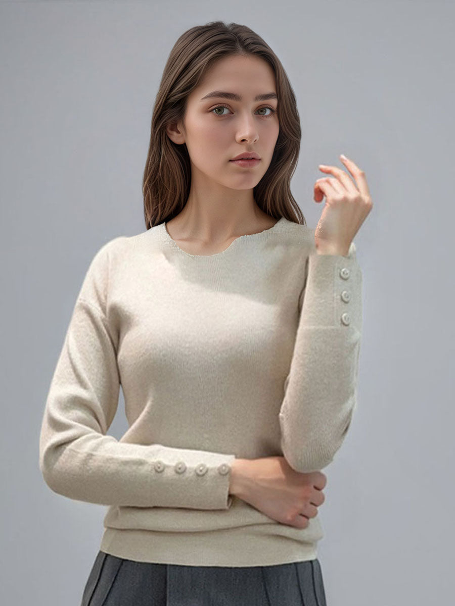 Plain Long Sleeve Knit Top