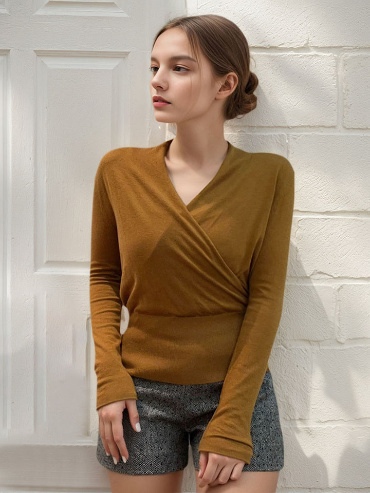 Crossed V-Neck Folds Top