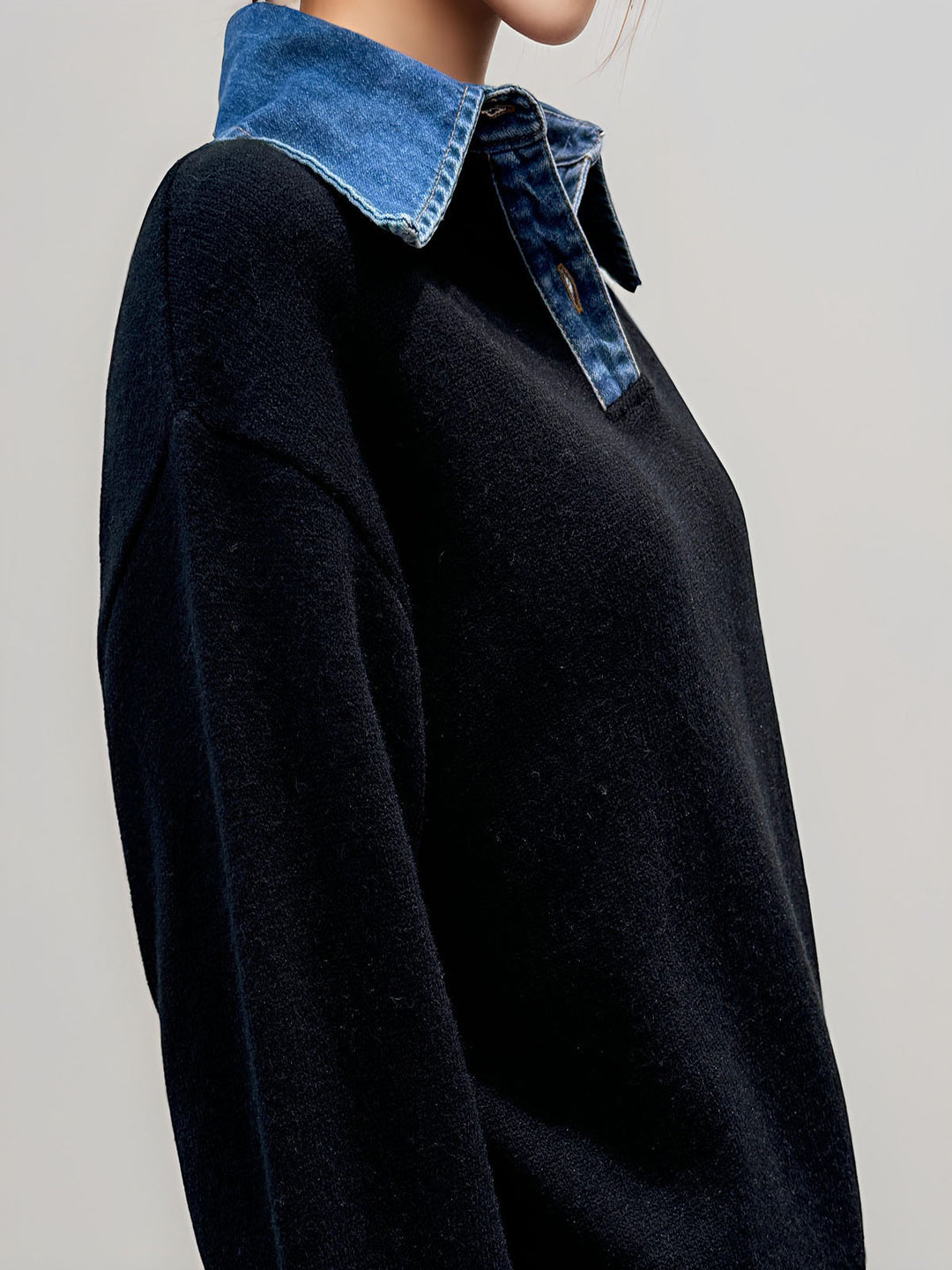 2 in 1 Panel Lapel Sweater