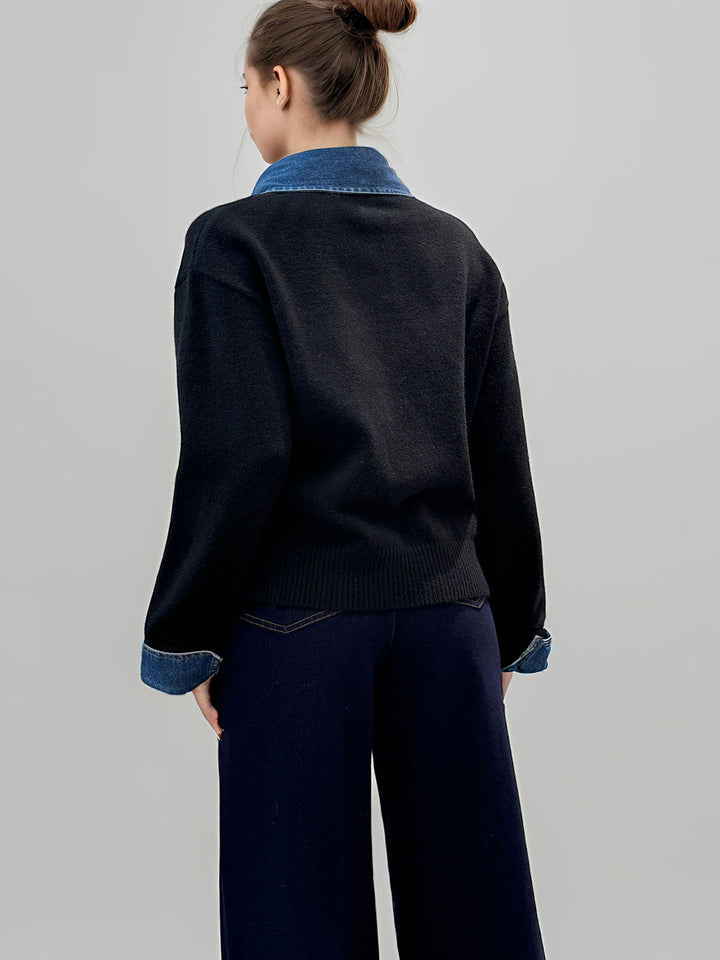 2 in 1 Panel Lapel Sweater