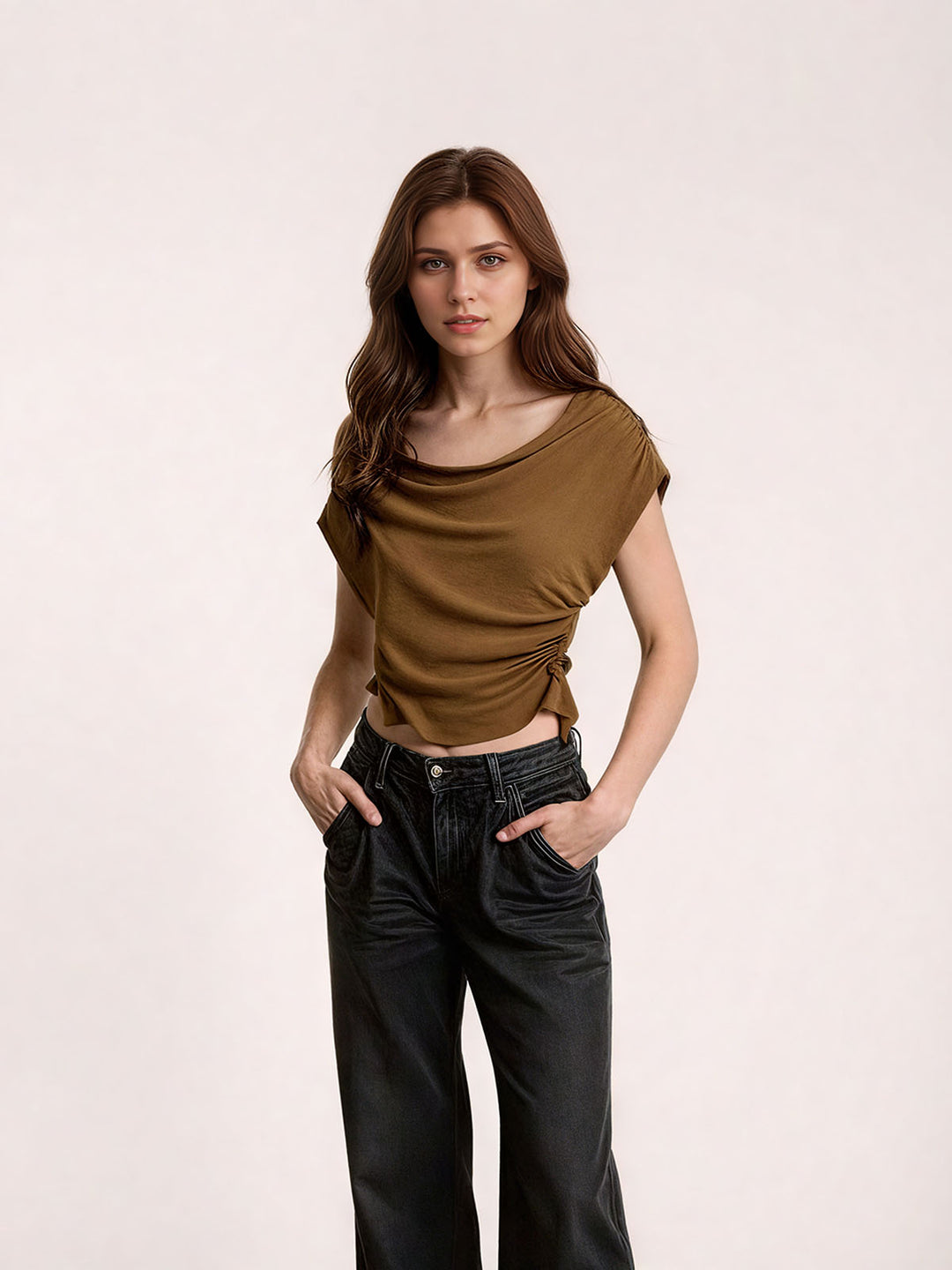 Asymmetrical Neck Sleeveless T-Shirt