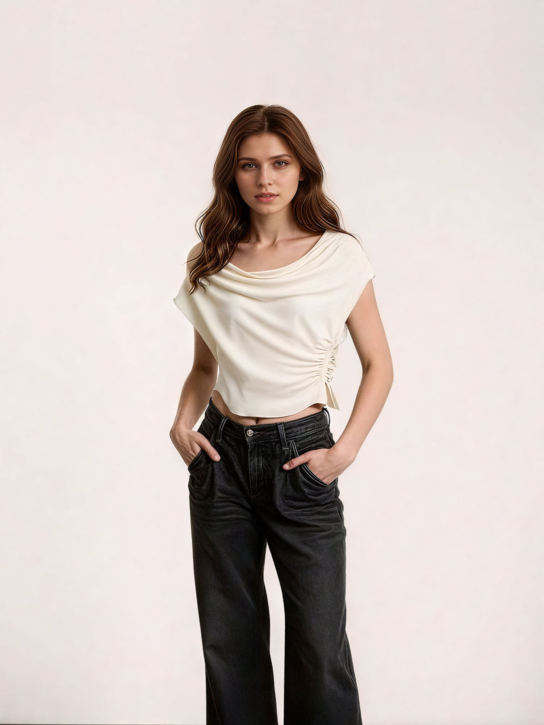 Asymmetrical Neck Sleeveless T-Shirt