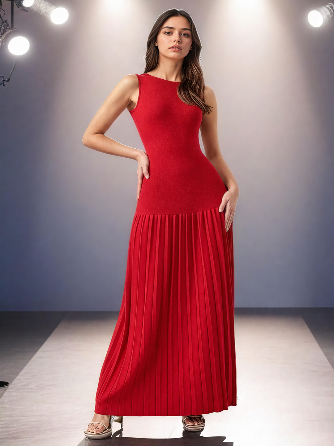 Pleated Hem Maxi Dress