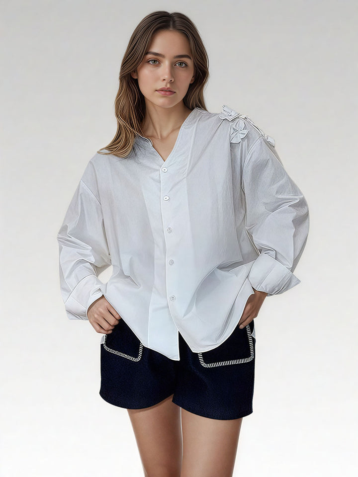 Three-Dimensional Flower Blouse