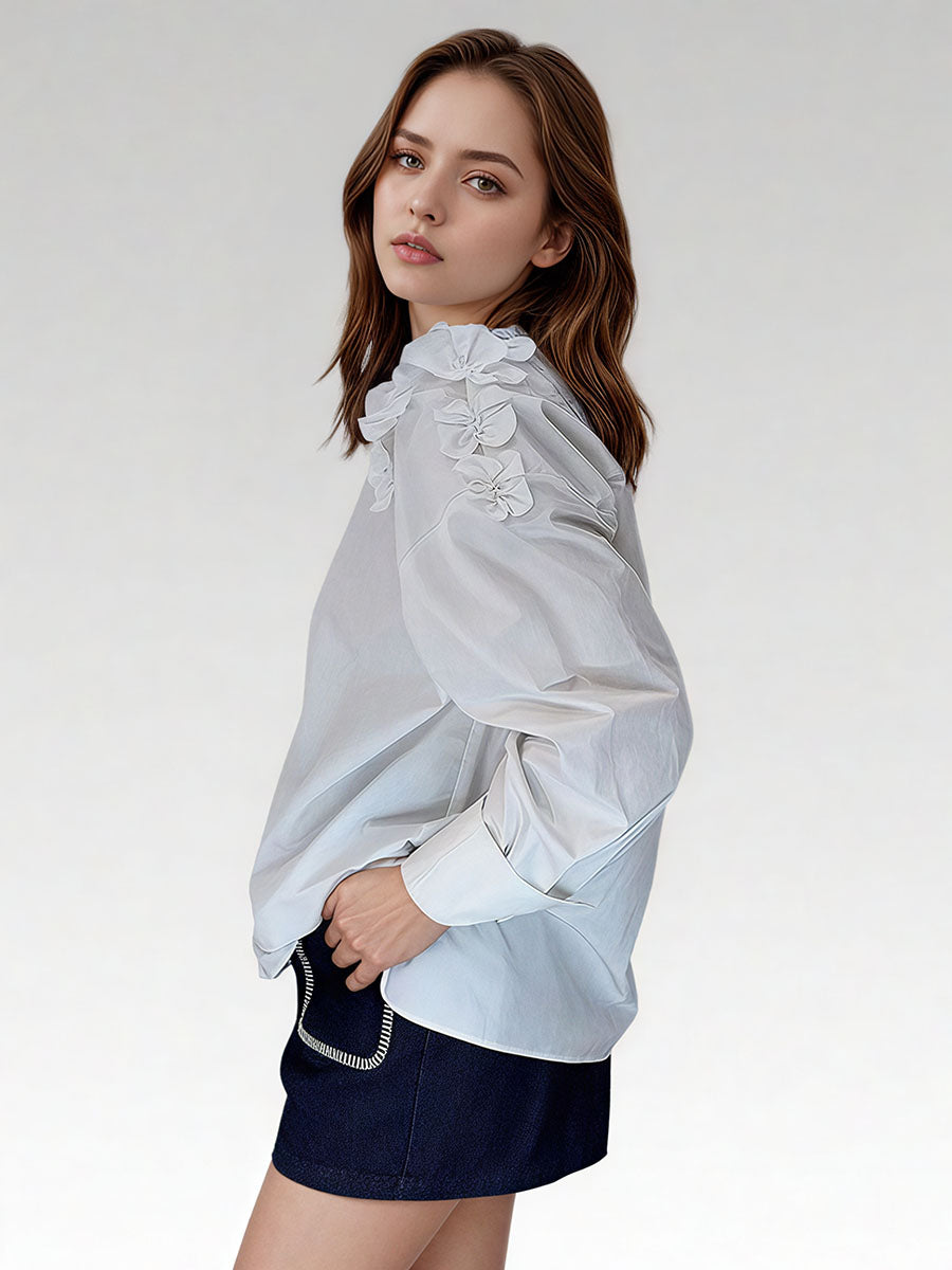 Three-Dimensional Flower Blouse