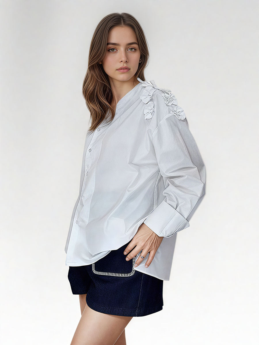 Three-Dimensional Flower Blouse