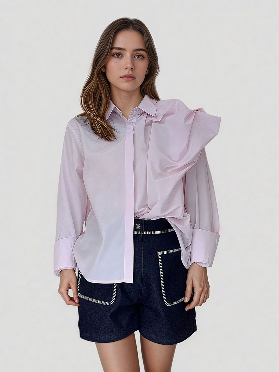 Chic One-Side Ruffle Shirt