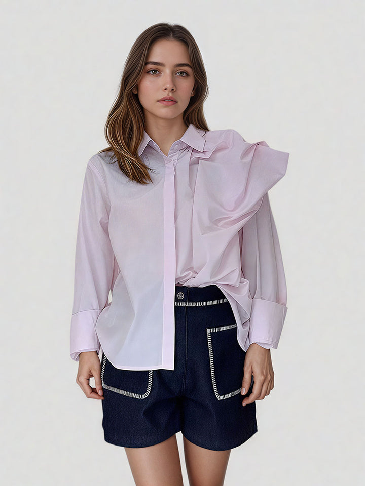 Chic One-Side Ruffle Shirt