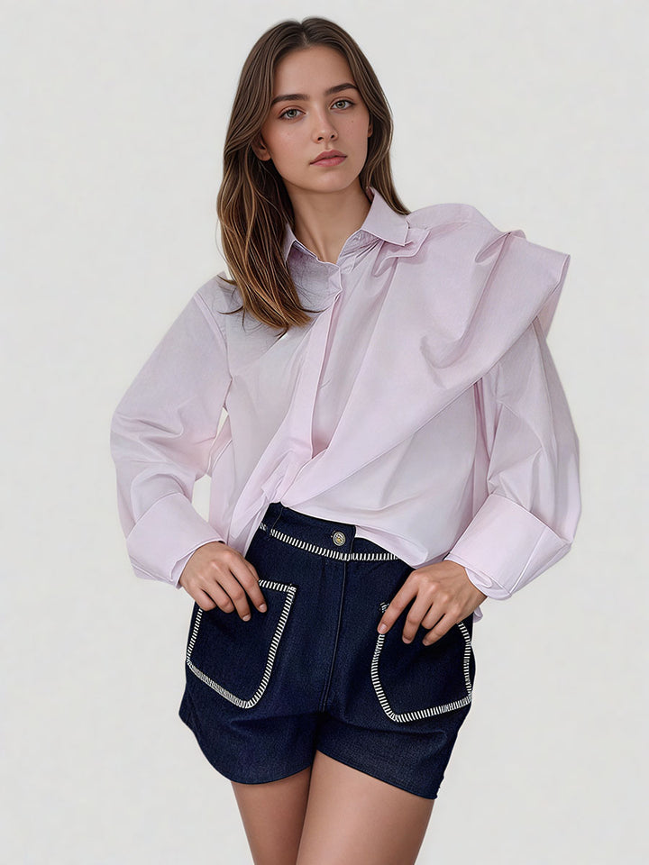 Chic One-Side Ruffle Shirt