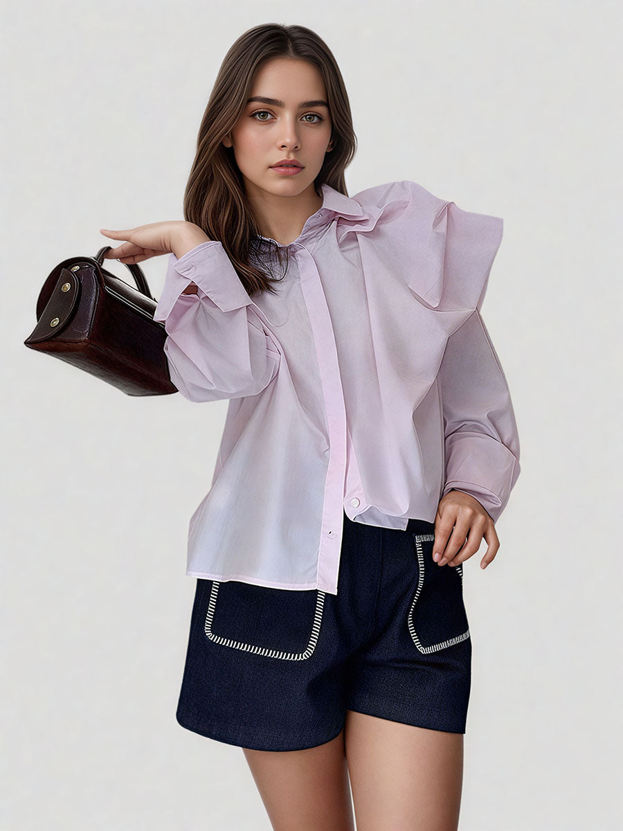 Chic One-Side Ruffle Shirt