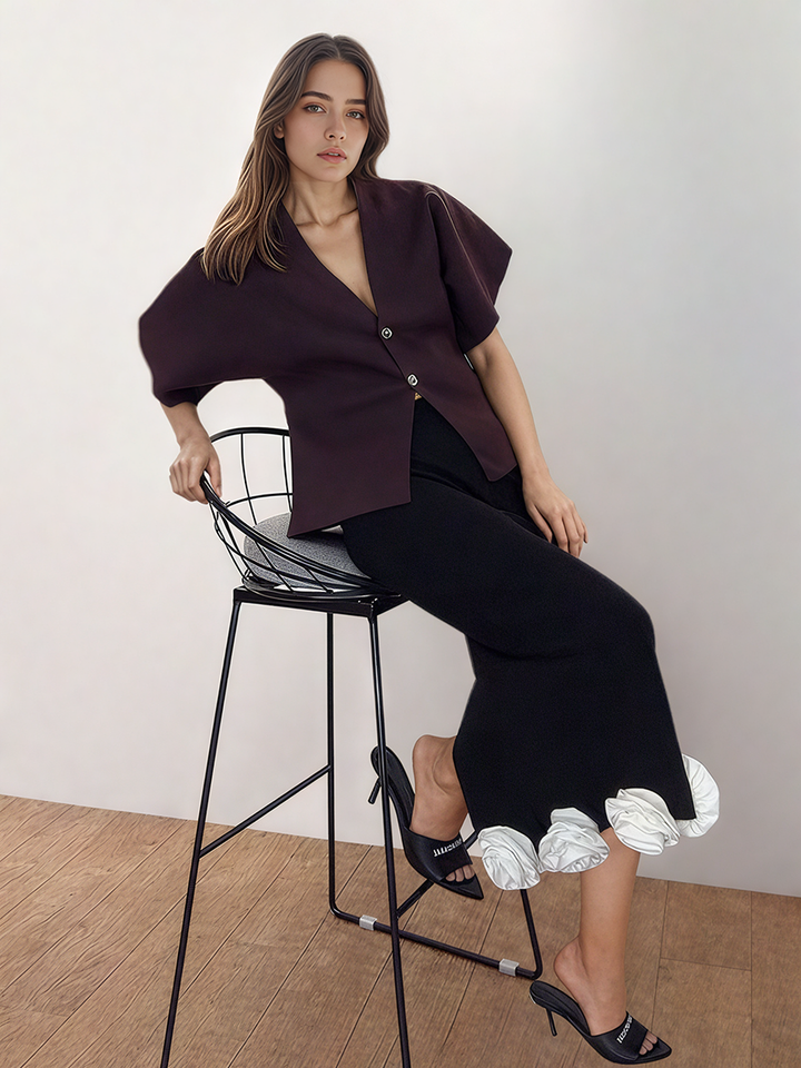 Double Button V-neck Knit Cardigan