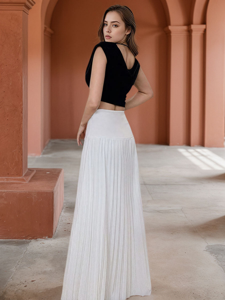 Elegant Mid-Waist Pleated Skirt