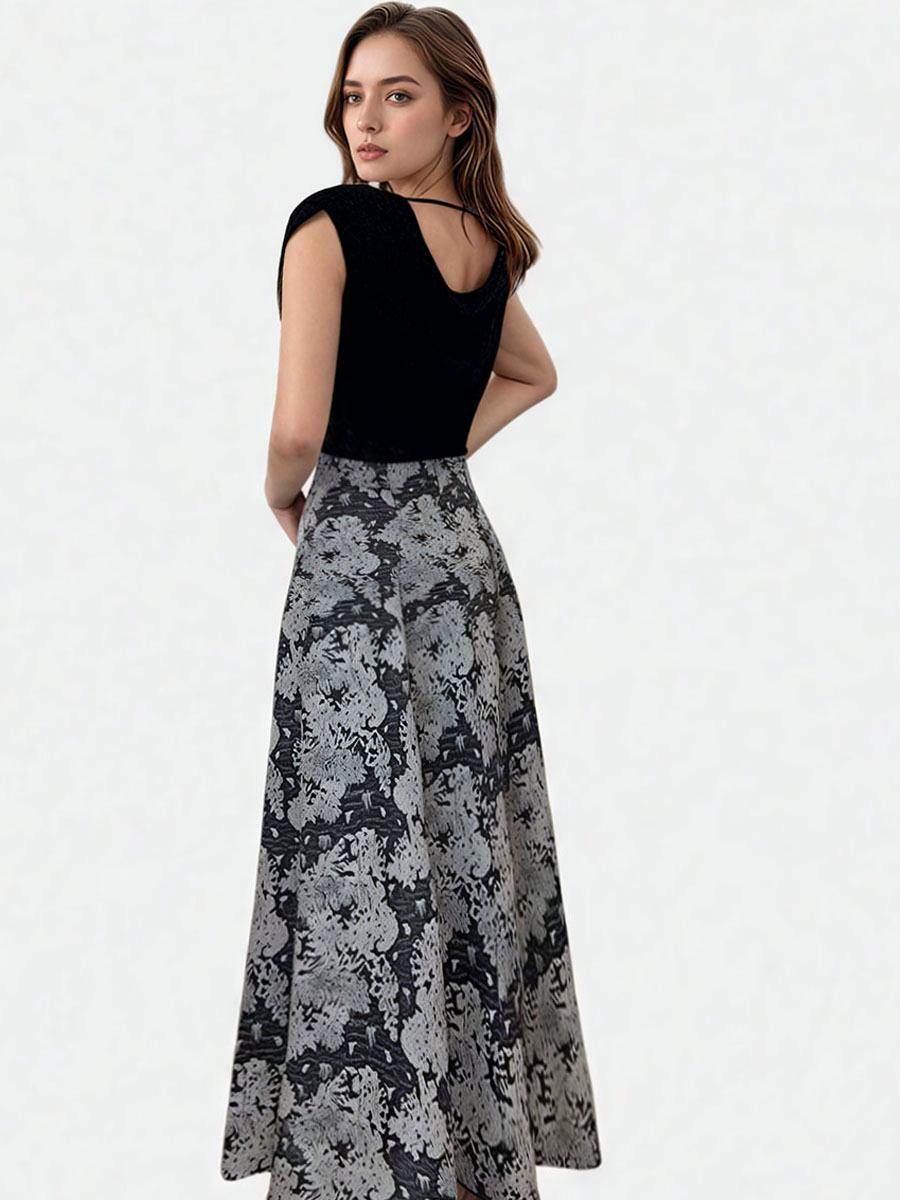 Retro Floral Print Ruffled Skirt