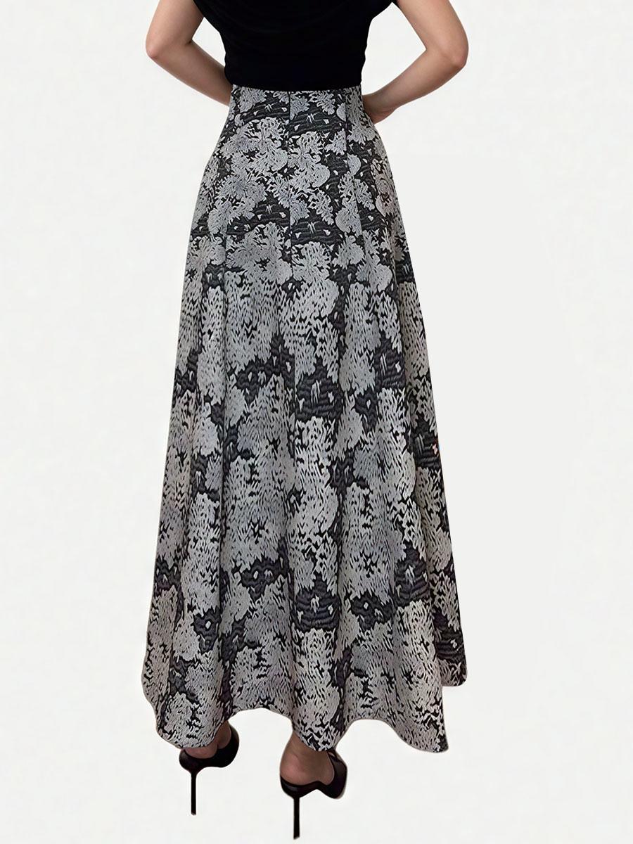 Retro Floral Print Ruffled Skirt