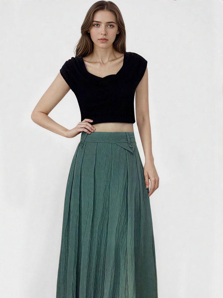 Minimalist Pleated Skirt Without Belt