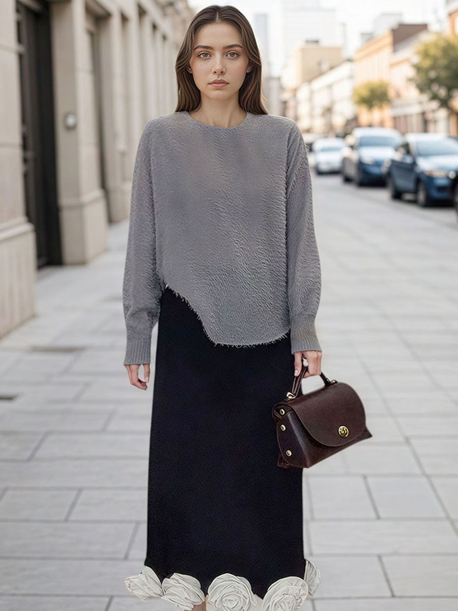 Asymmetric Textured Knit Top