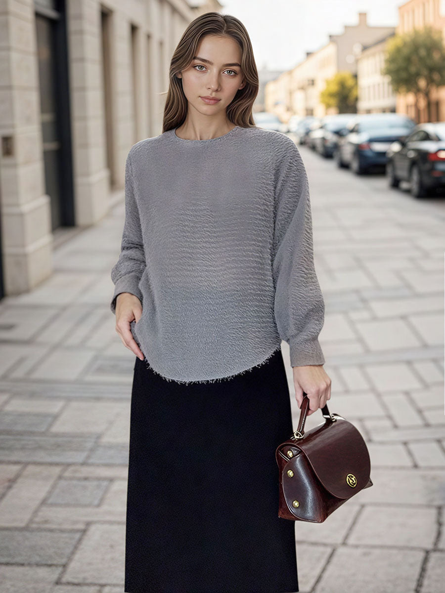 Asymmetric Textured Knit Top HONEEAR