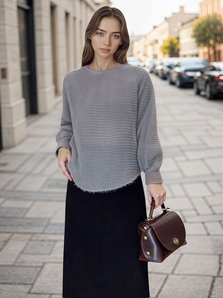 Asymmetric Textured Knit Top