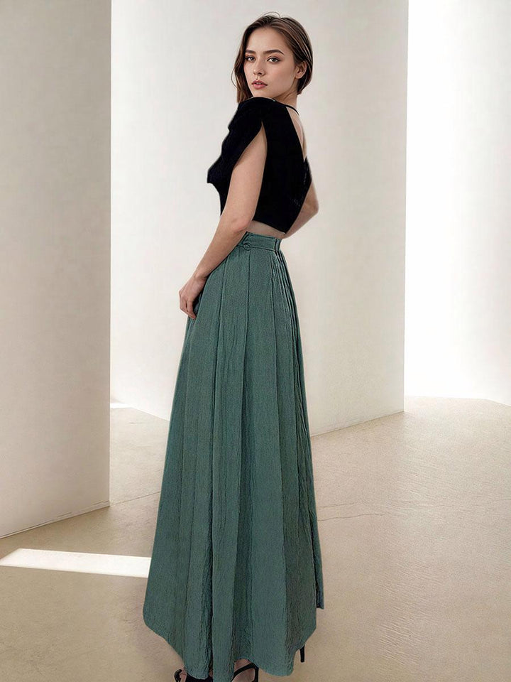 Minimalist Pleated Skirt Without Belt