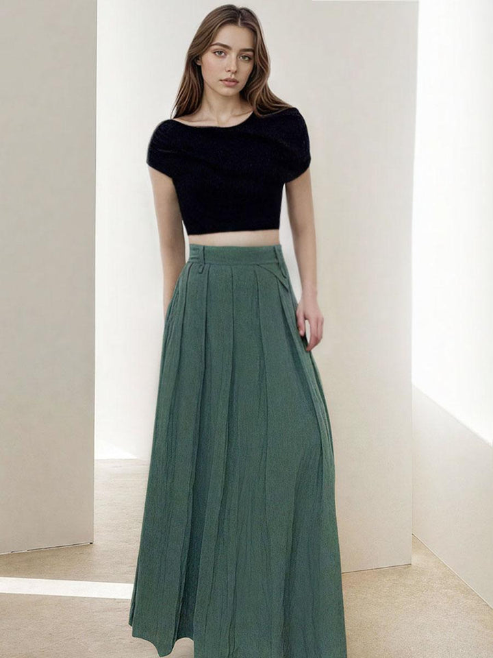 Minimalist Pleated Skirt Without Belt