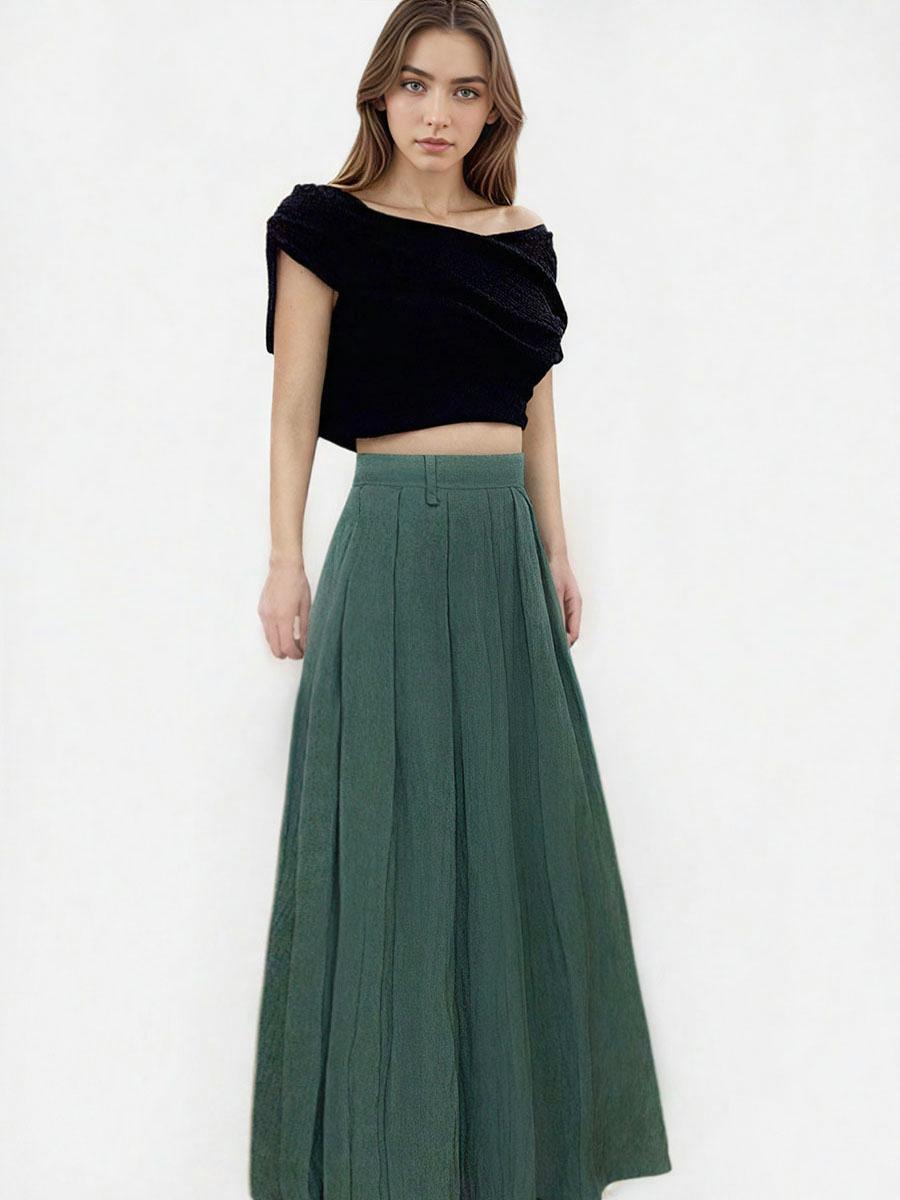 Minimalist Pleated Skirt Without Belt