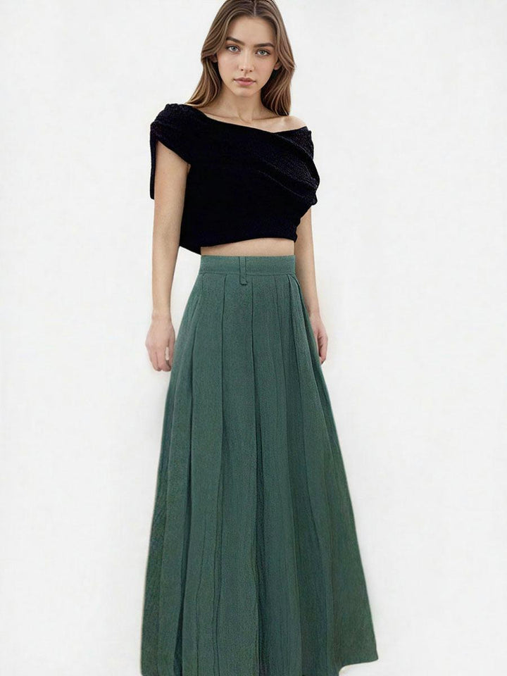 Minimalist Pleated Skirt Without Belt