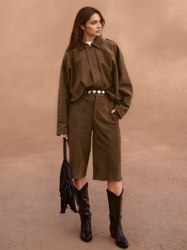 Casual Pocket Suede Texture Shorts