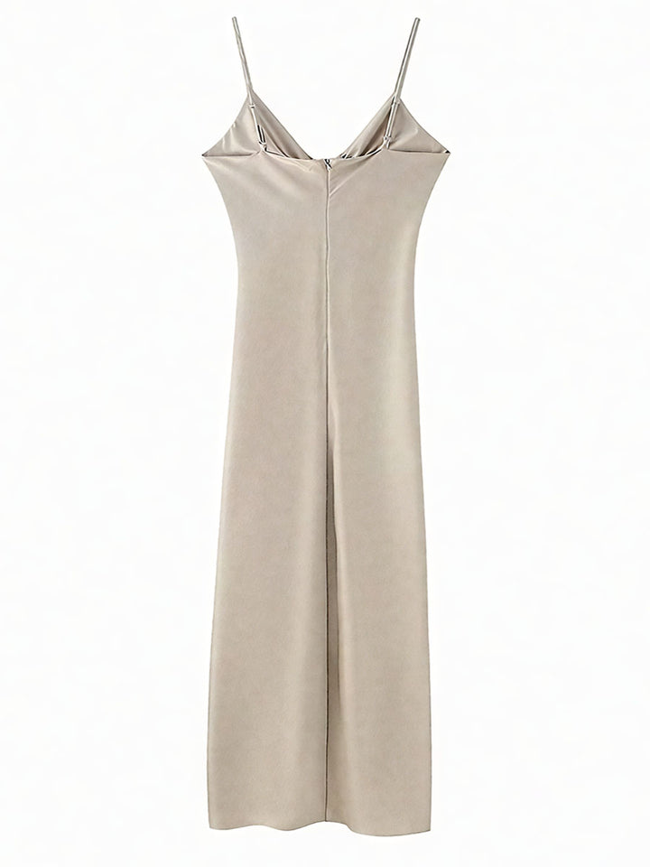 Hollow Decorative Satin Halter Dress