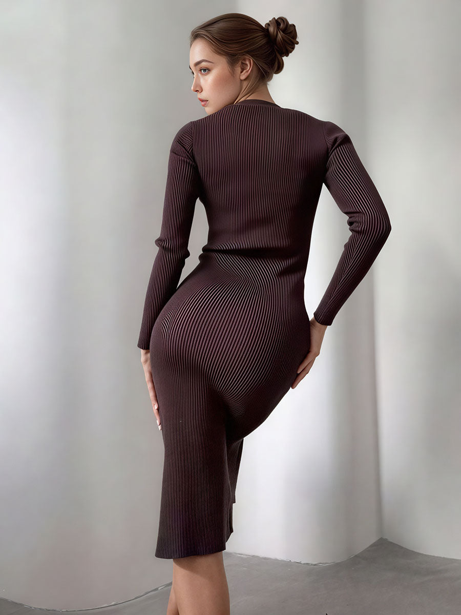 Velvet Button Short Dress With Belt