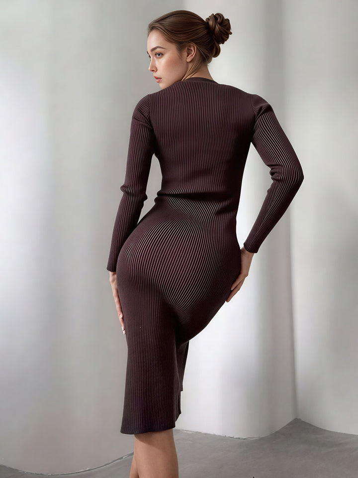 Velvet Button Short Dress With Belt