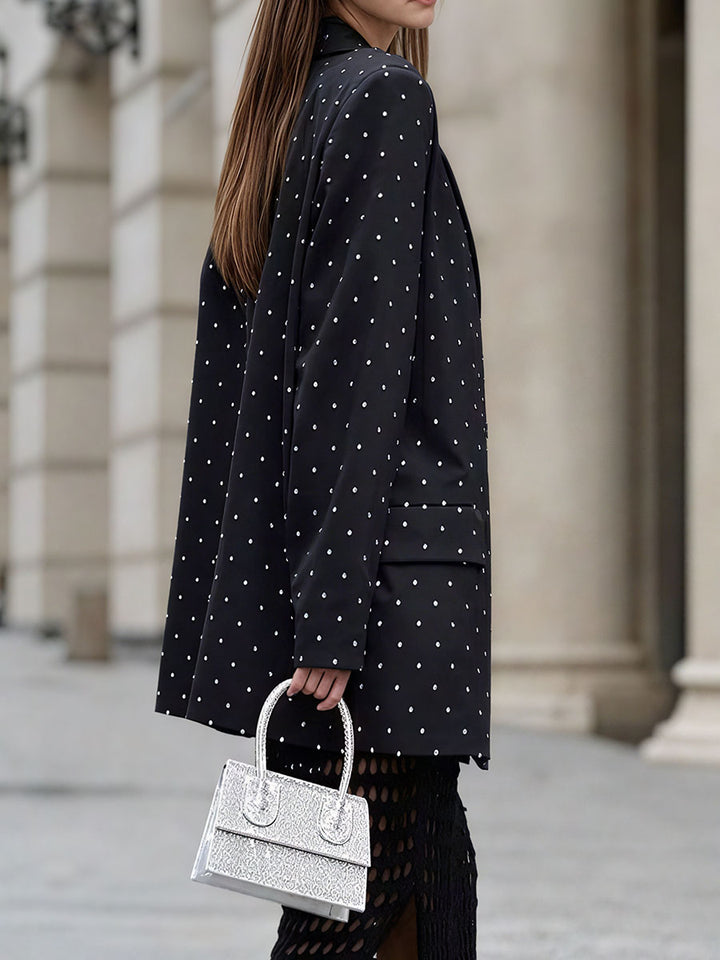 Polka Dot Pocket Cardigan with Belt