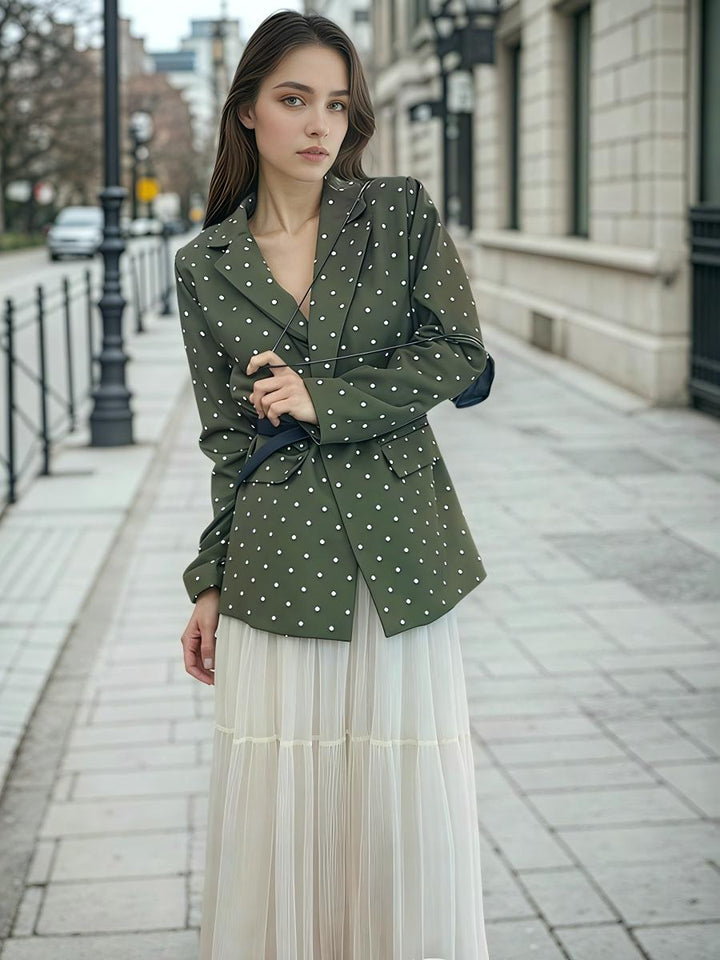 Polka Dot Pocket Cardigan with Belt