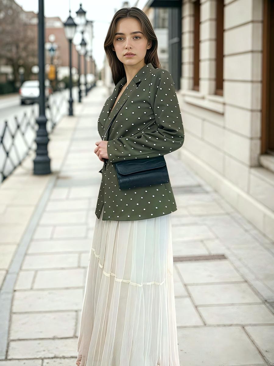 Polka Dot Pocket Cardigan with Belt