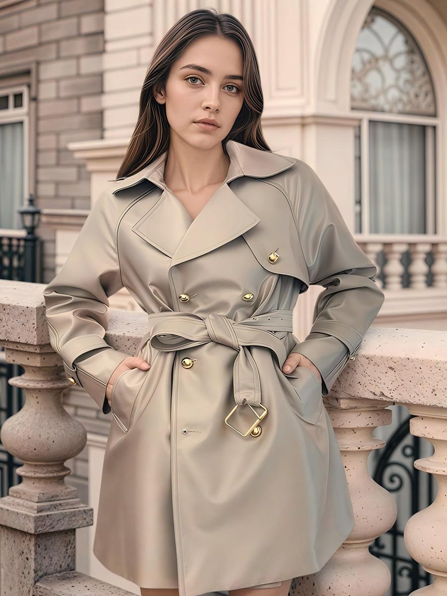 Double-Breasted Belted Trench Coat