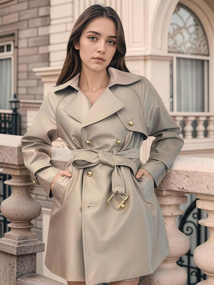 Double-Breasted Belted Trench Coat