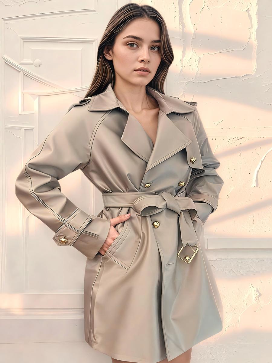 Double-Breasted Belted Trench Coat