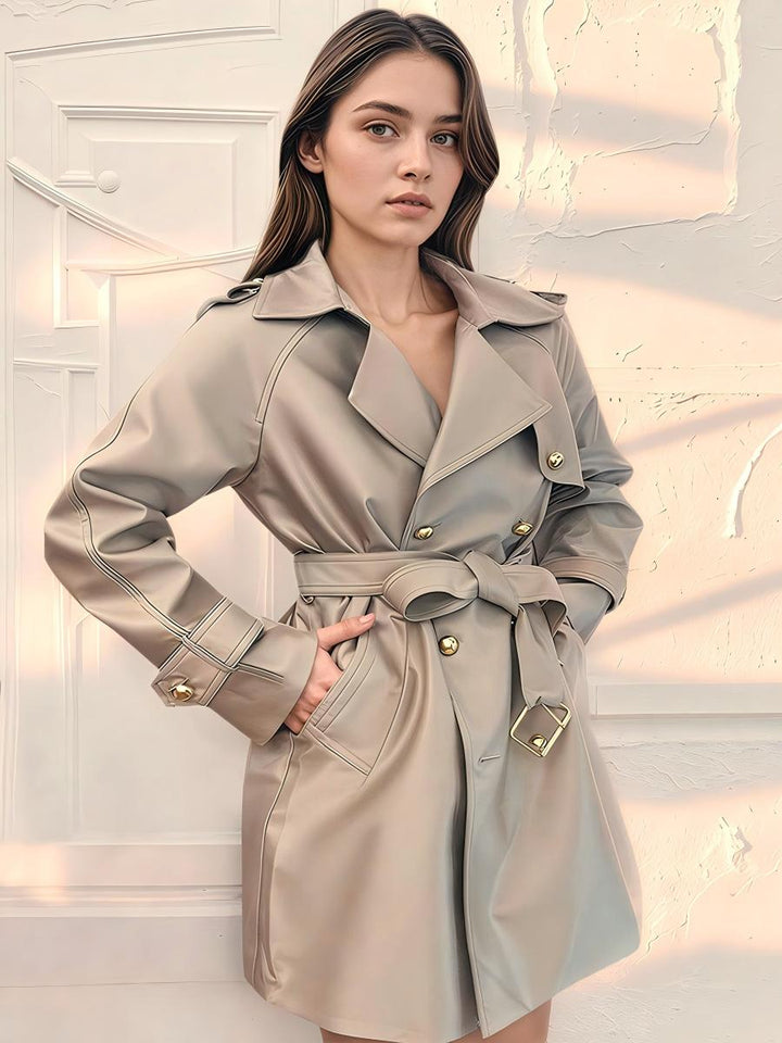 Double-Breasted Belted Trench Coat