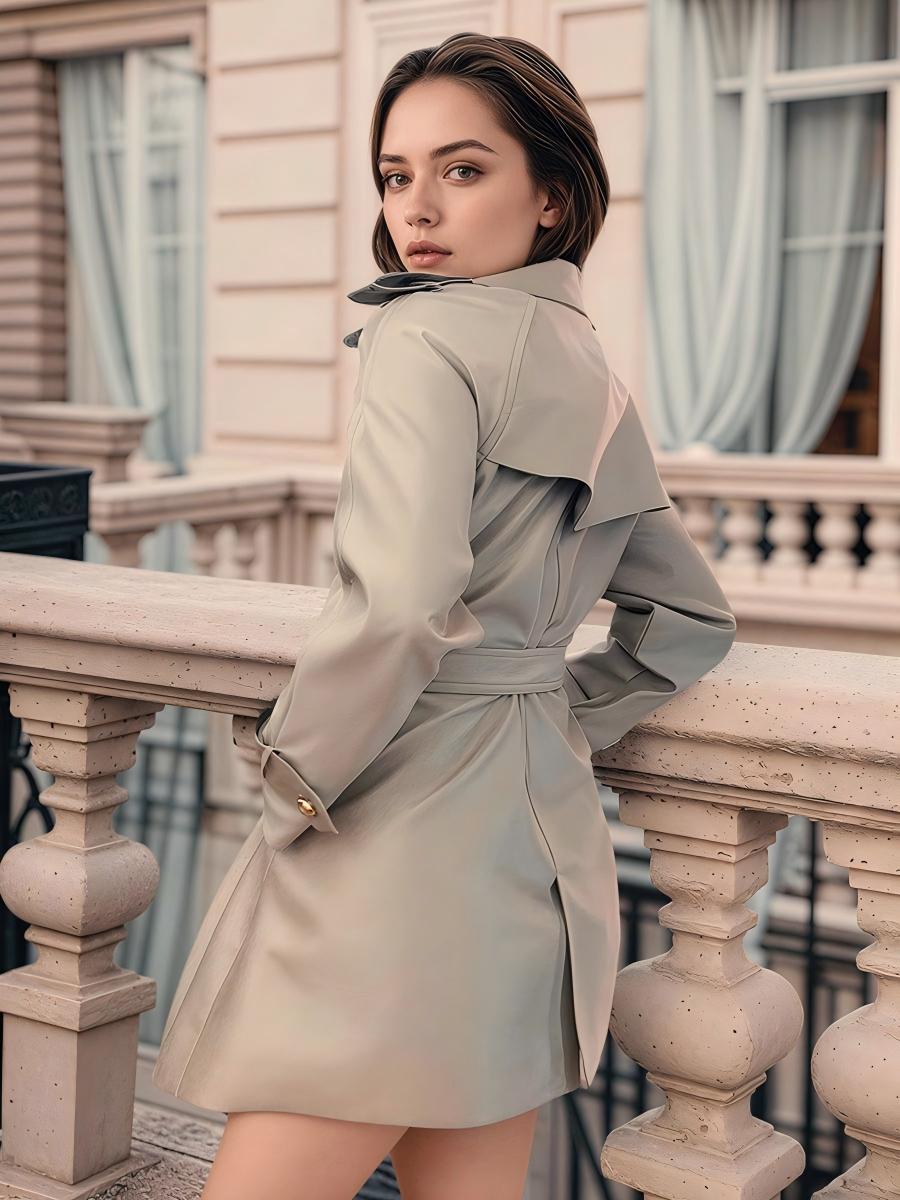 Double-Breasted Belted Trench Coat