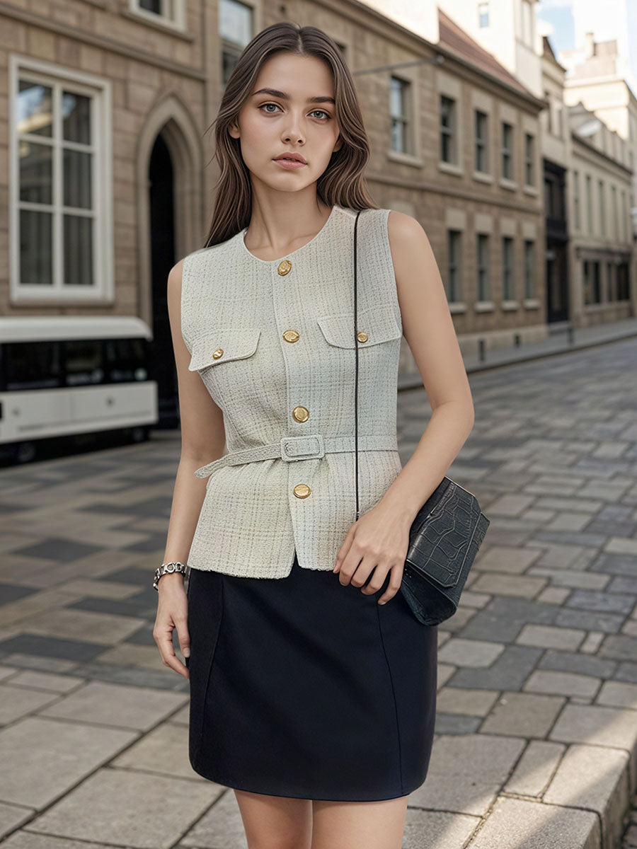 Tweed Sleeveless Vest
