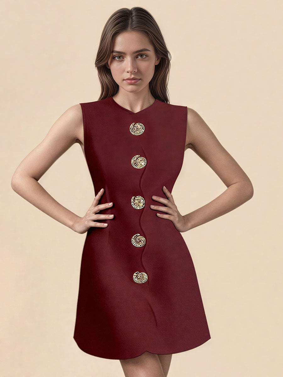 Button-Front Mini Dress